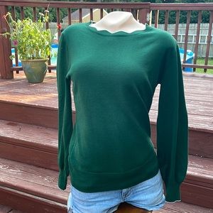 Grace Karen NWT's Kelly Green Boutique Sweater w/ White Trim Size Sm…